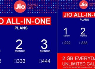 Reliance Jio’s new ‘All-in-One’ plans at Rs 222, Rs 333 and Rs 444 with free outgoing calls to non-Jio numbers
