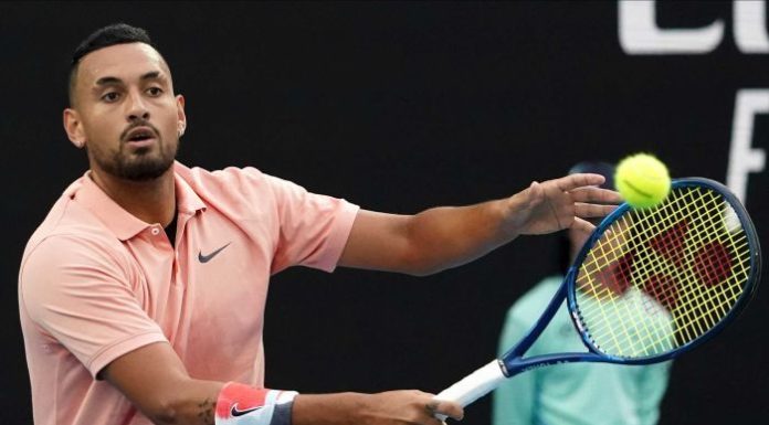 Nick Kyrgios goes for broke in tennis punch-up but ends on the floor