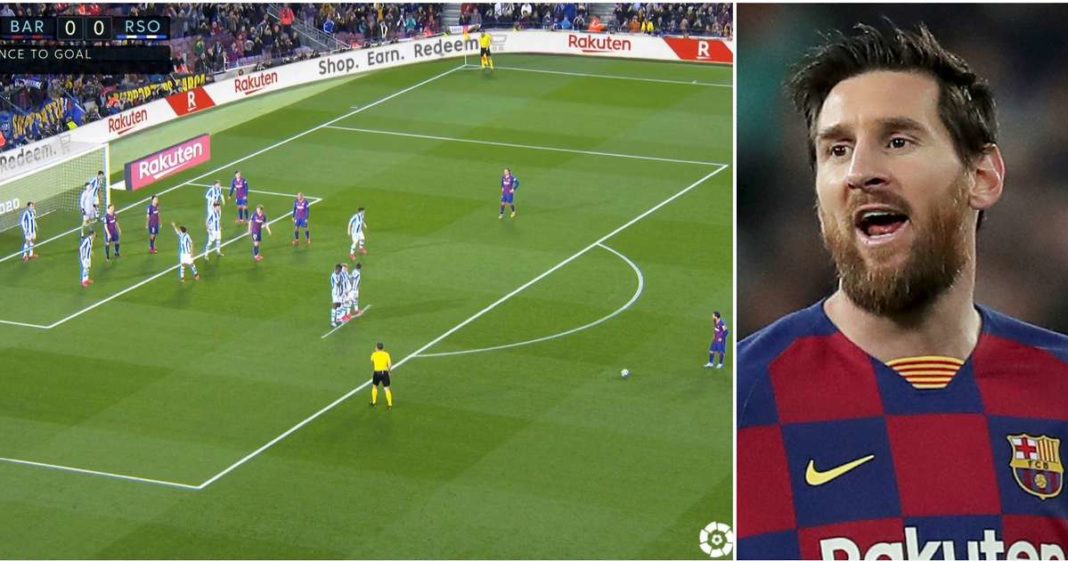 Lionel Messi was foiled by an ingenious method to defend his free-kick against Real Sociedad
