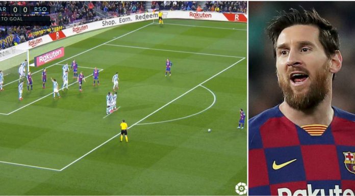 Lionel Messi was foiled by an ingenious method to defend his free-kick against Real Sociedad
