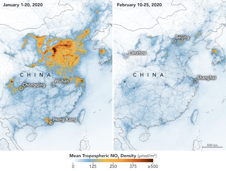Maps show drastic drop in China’s air pollution after coronavirus quarantine