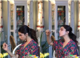 Deepika Padukone can’t stop checking herself out after eating Ranveer Singh’s birthday cake all week. Watch video